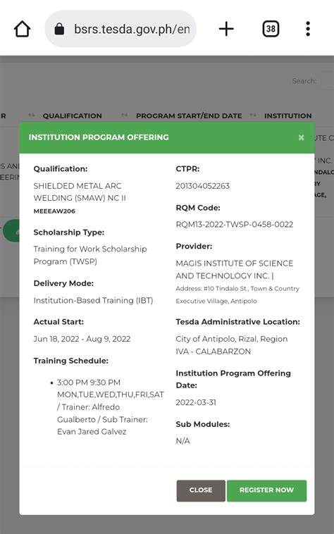 bsrs tesda log in|How to Register in TESDA Biometric.